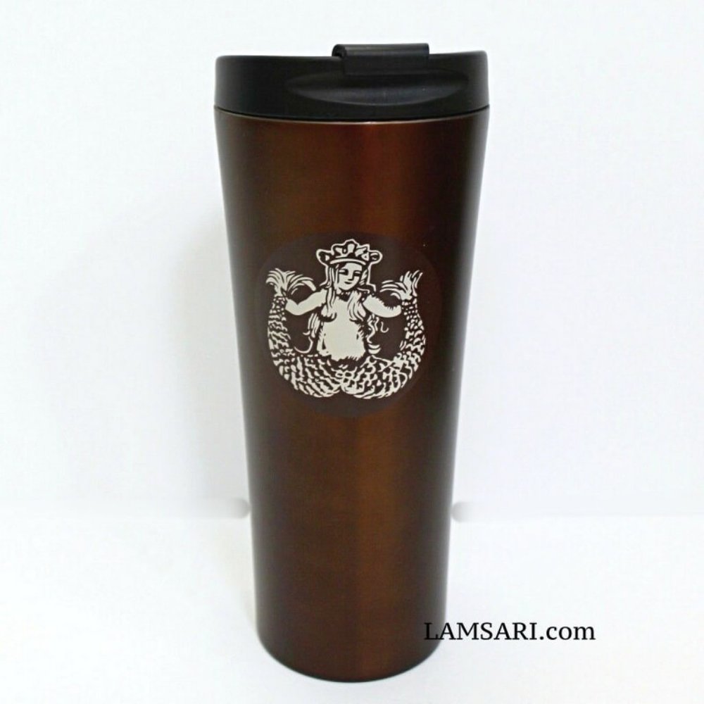 Starbucks Pike Place Brown Siren Split Tail Logo Stainless Steel Tumbler 16oz
